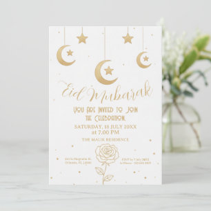 Gold Moon and Stars Eid Mubarak Invitation