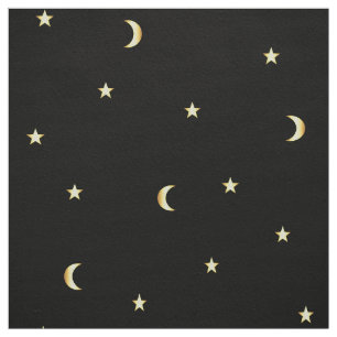 Gold Moon and Stars Fabric