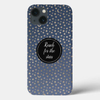 Gold Moon and Stars Night Sky