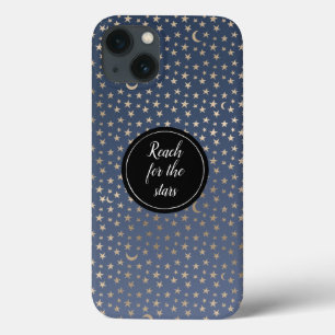 Gold Moon and Stars Night Sky iPhone 13 Case