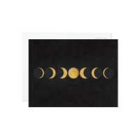 Gold moon phases black textured background