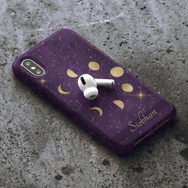 Gold Moon Phases Purple Stars Personalised Case-Mate iPhone Case (Creator Uploaded)