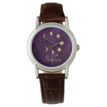 Gold Moon Phases Purple Stars Personalised 