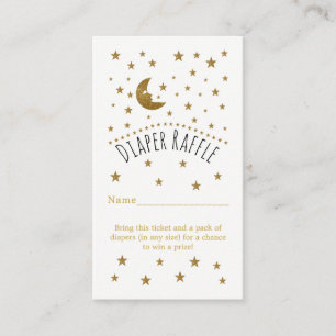 Gold Moon & Stars Baby Shower Diaper Raffle Ticket Enclosure Card