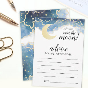 Gold moon stars celestial baby shower Advice cards