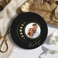 Gold Moon Wedding Round Thank You Card