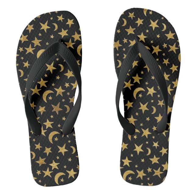 Gold Moons and Stars Thongs (Footbed)