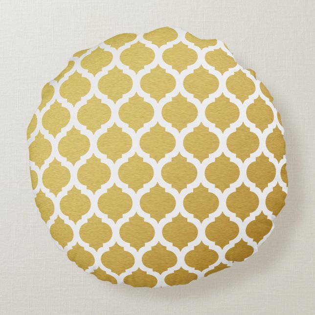 Gold Moroccan Pattern Round Pillows (Back)