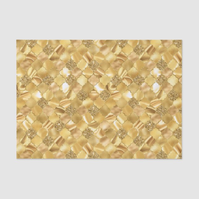 Gold Moroccan Quatrefoil Pattern Tissue Paper (Front)