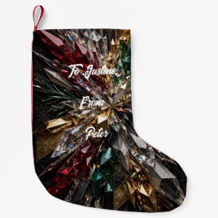 Gold Mosaic Christmas Tree Geometric Small Christmas Stocking