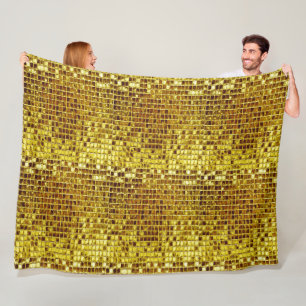 Gold Mosaic Elegant Glam Aesthetic Luxury Modern Fleece Blanket