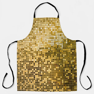 Gold Mosaic: Square Tiles Texture. Apron