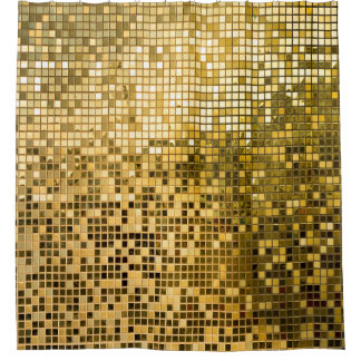 Gold Mosaic: Square Tiles Texture. Shower Curtain