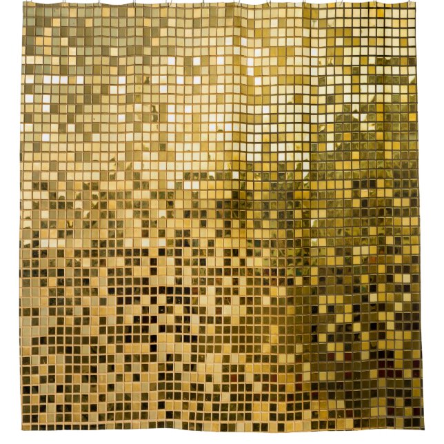 Gold Mosaic: Square Tiles Texture. Shower Curtain (Front)