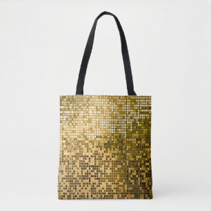 Gold Mosaic: Square Tiles Texture. Tote Bag