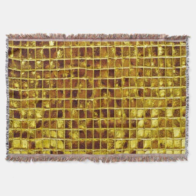 Gold Mosaic Tiles Elegant Modern Luxury Throw Blanket (Front)