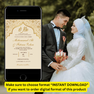 Gold Mosque Elegance Muslim Wedding Nikah Invitation