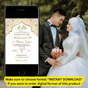 Gold Mosque Elegance Muslim Wedding Nikah Invitation
