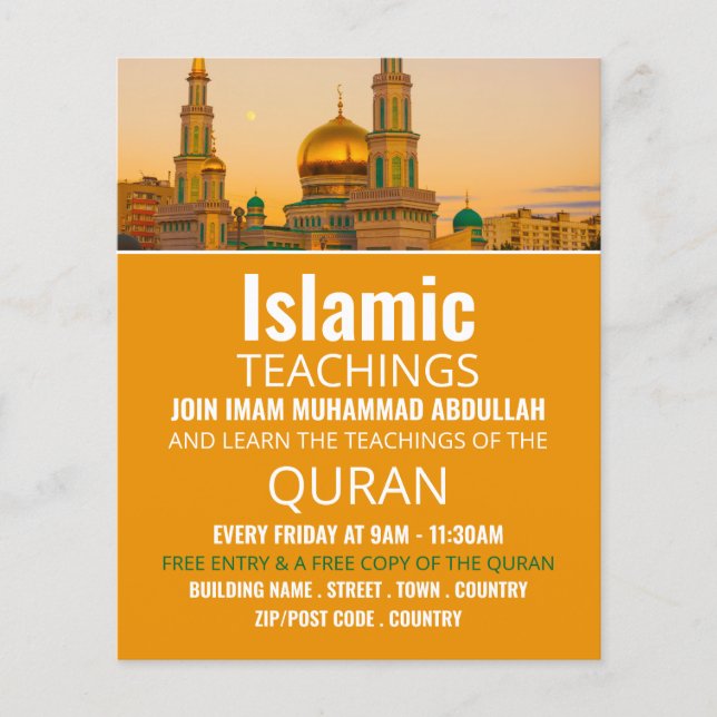 Gold Mosque, Islamic Teaching Advertising Flyer (Front)