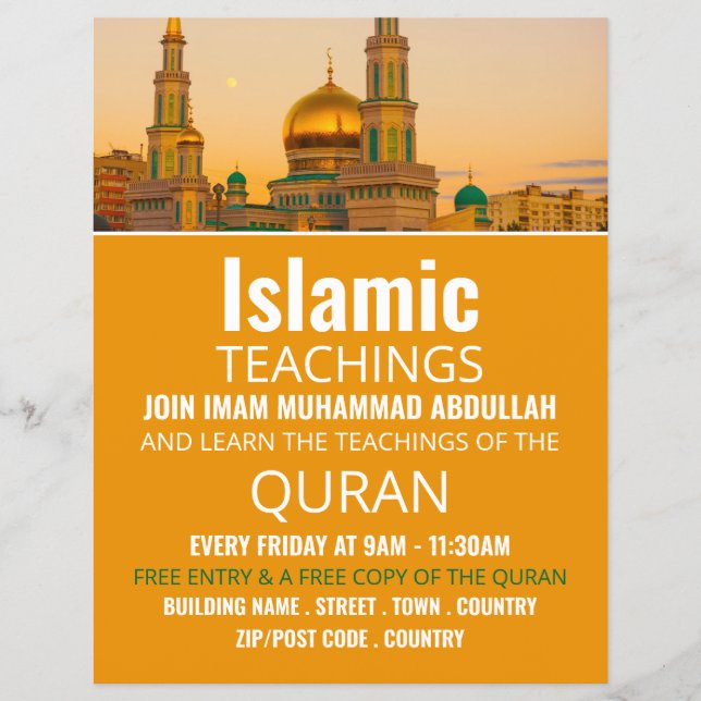 Gold Mosque, Islamic Teaching Advertising Flyer (Front)