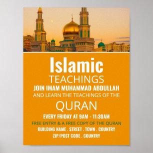 Gold Mosque, Islamic Teaching Advertising Poster