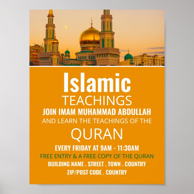 Gold Mosque, Islamic Teaching Advertising Poster (Front)