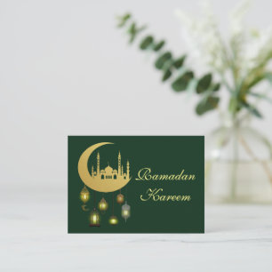 Gold Mosque On The Moon Eid Mubarak Card
