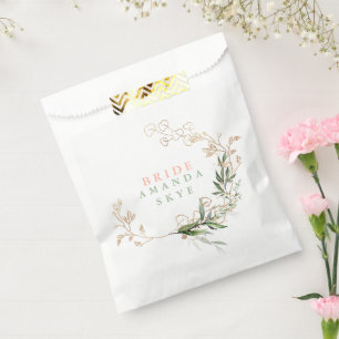 Gold Moss Eucalyptus Modern Abstract Bridal Shower Favour Bag