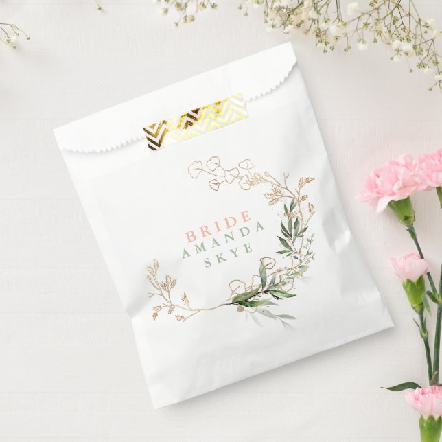 Gold Moss Eucalyptus Modern Abstract Bridal Shower Favour Bag (Sealed)