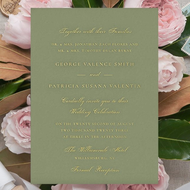 Gold Moss Green Formal Calligraphy Elegant Wedding (Creator Uploaded)