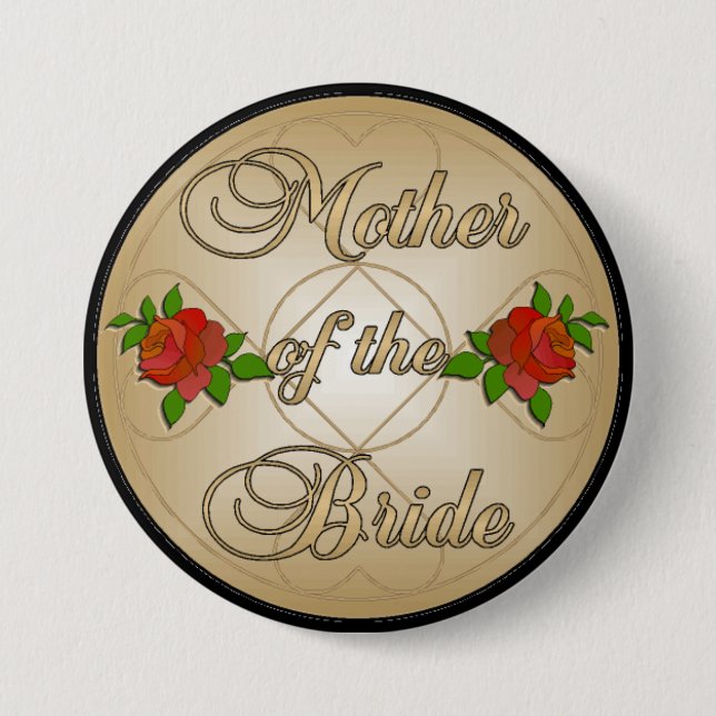 Gold Mother of the Bride (MoB) Button (Front)