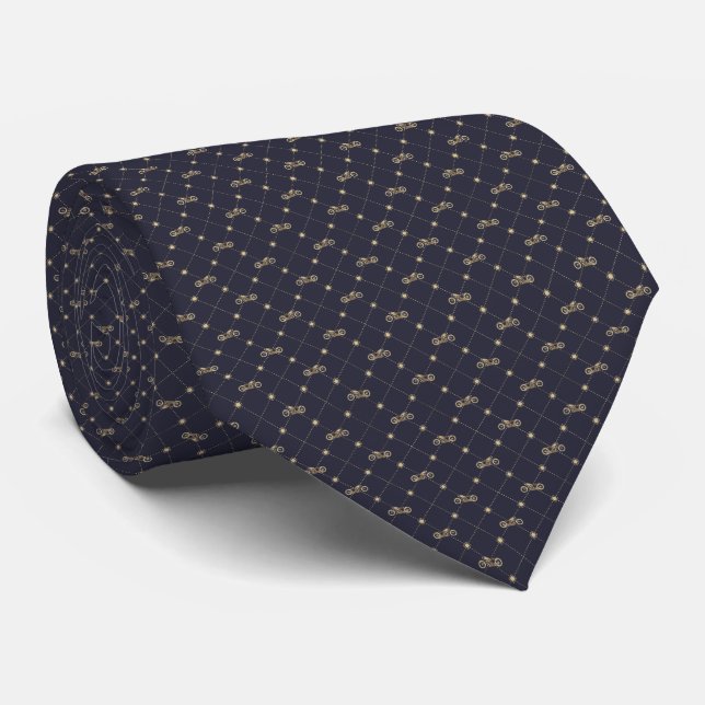 Gold Motorcycle Tie (Rolled)