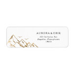 Gold Mountain Return Address Label<br><div class="desc">This gold mountain return address label is perfect for your elegant boho mountain forest wedding. Designed with a golden mountain landscape featuring simple birds in flight. It's just what you're looking for to complete your unique modern destination wedding.</div>