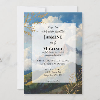 Gold Mountain Rolling Hills With Clouds Landscape Invitation