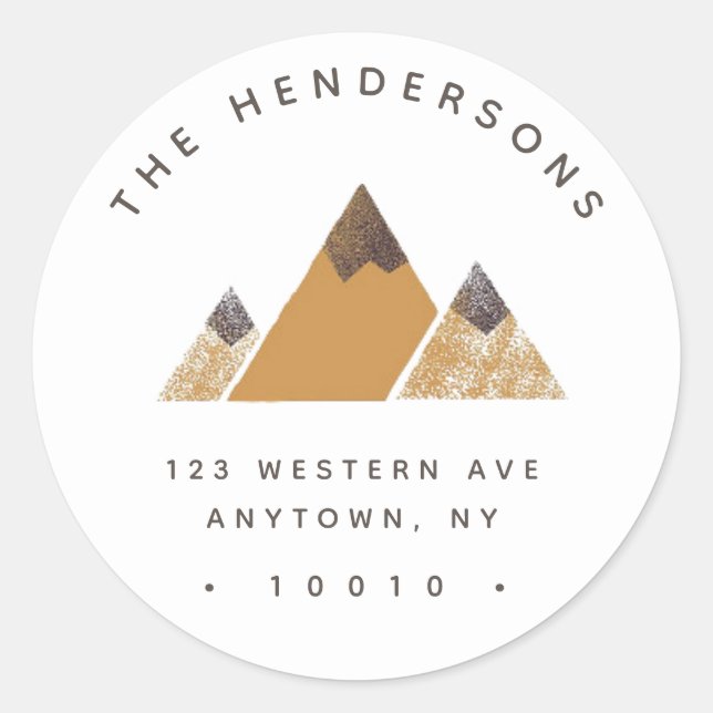 Gold Mountain Round Return Address Label (Front)