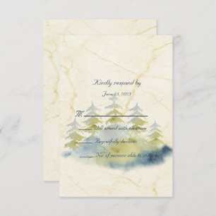 Gold Mountains Backdrop Green and Blue Trees RSVP Card
