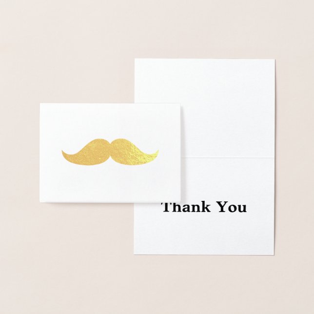 Gold Moustache Thank You Foil Card (Display)