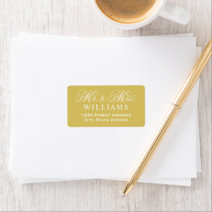 Gold Mr and Mrs Script Wedding Address Label