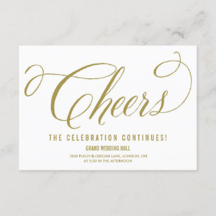 Gold Mr. & Mrs. Elegant Script Wedding Reception Enclosure Card