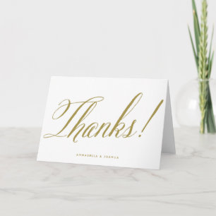 Gold Mr. & Mrs. Elegant Script Wedding Thank You Card