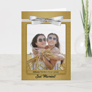 Gold Mrs & Mrs Lesbian Gay Wedding Reception Invitation