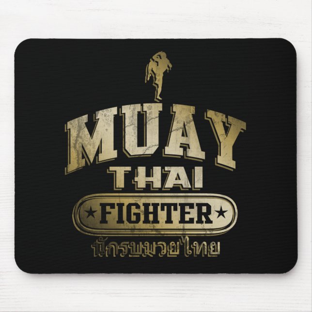 Gold Muay Thai Fighter Mouse Pad (Front)