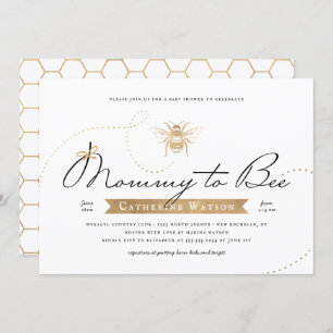 Gold Mummy to Bee Baby Shower Invitation