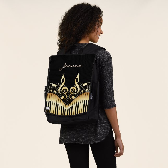 Gold Music Keyboard Backpack (Worn)