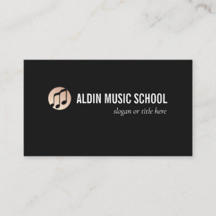 Gold Music Note Logo Black Business Card