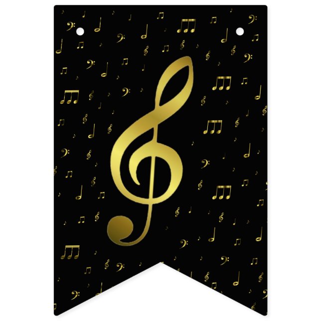 gold music notes bunting  (Sixteenth Flag)
