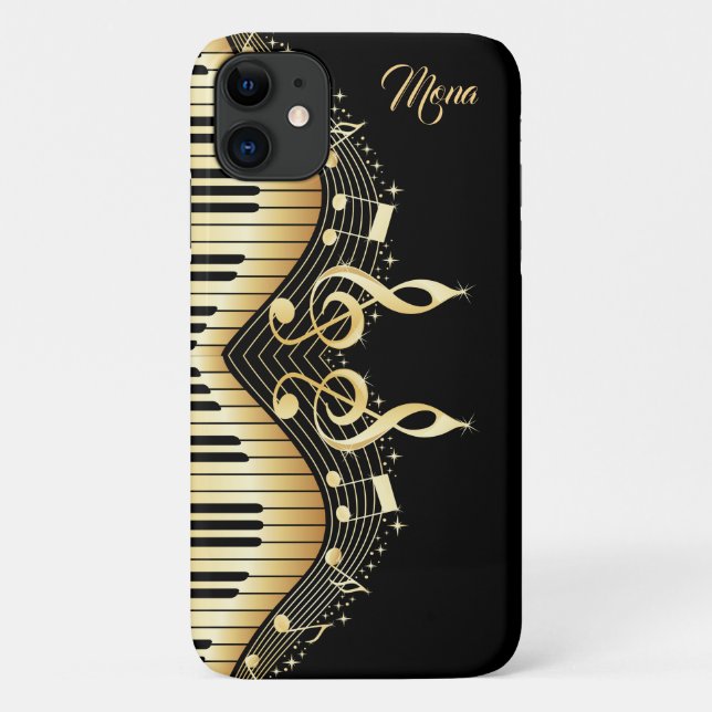 Gold Music Notes Case-Mate iPhone Case (Back)