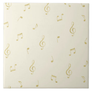 Gold Music Notes Ceramic Tile