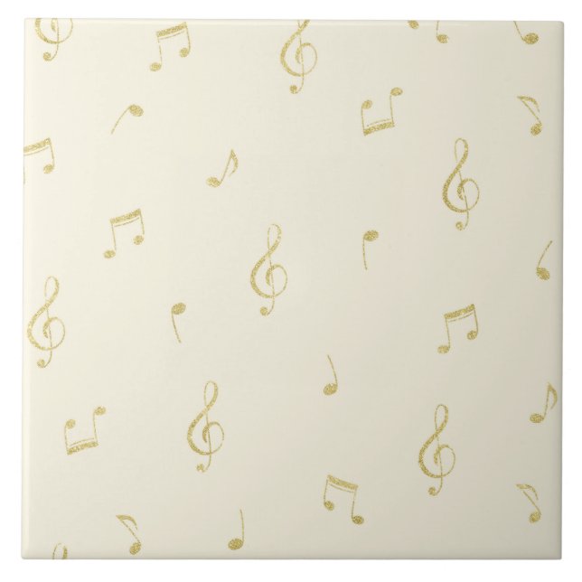 Gold Music Notes Ceramic Tile (Front)