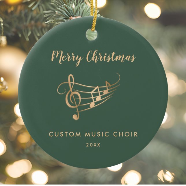 Gold Music Notes Choir Ensemble Elegant Christmas Ceramic Ornament (Creator Uploaded)